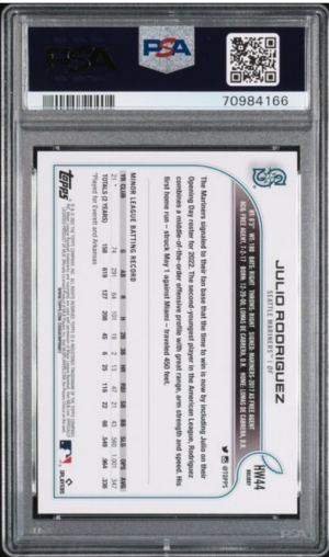 Julio Rodriguez Rookie Topps Holiday PSA 10 back